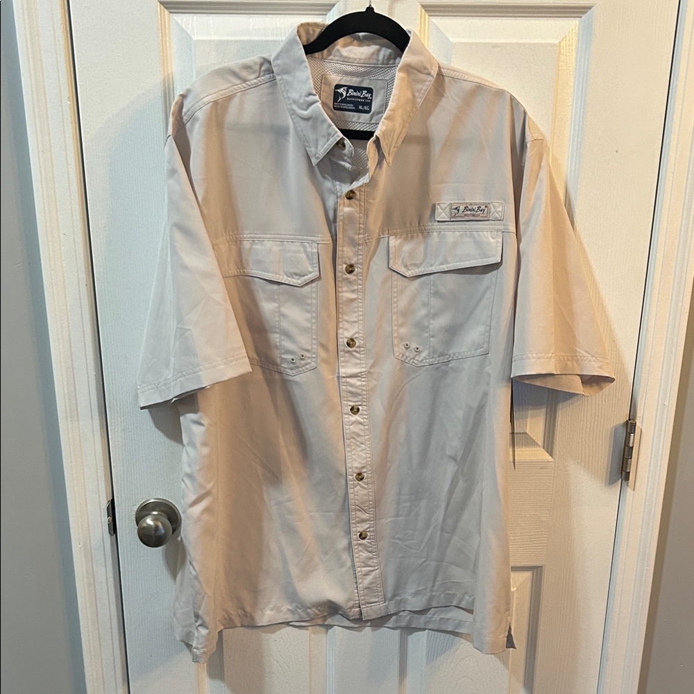 Men's Light Tan Button Down Shirt-Bimini Bay